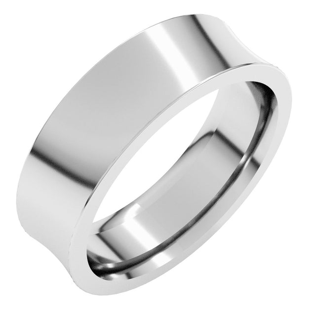 14K White Gold 6 mm Comfort-Fit Concave Band Size 8