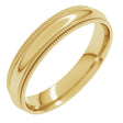 10K Yellow Gold 4 mm Double Milgrain Comfort-Fit Half Round Band Size 6.5