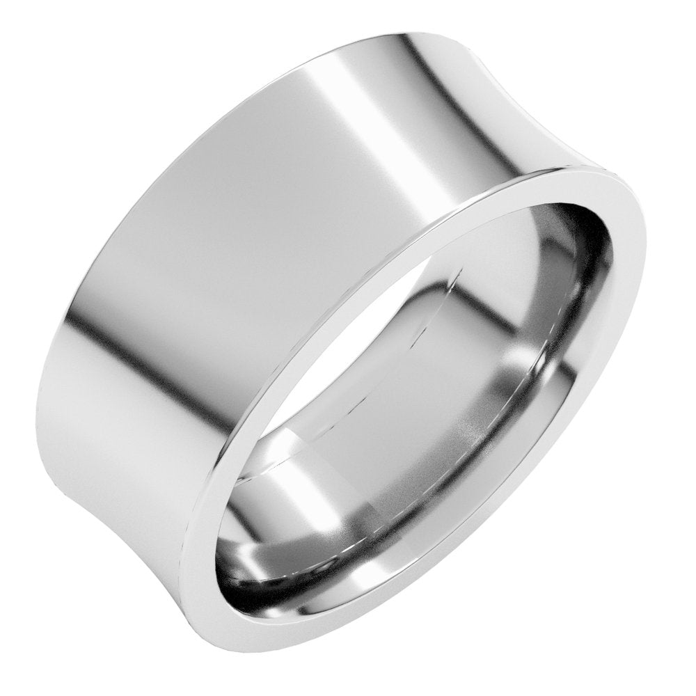 14K White 8 mm Comfort-Fit Concave Band Size 10