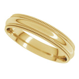 10K Yellow Gold 4 mm Double Milgrain Comfort-Fit Half Round Band Size 6.5