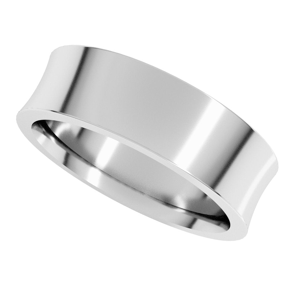14K White Gold 6 mm Comfort-Fit Concave Band Size 8