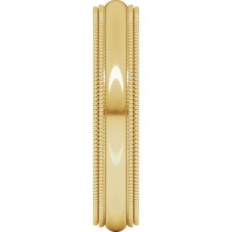 14K Yellow Gold 4 mm Double Milgrain Comfort-Fit Half Round Band Size 7