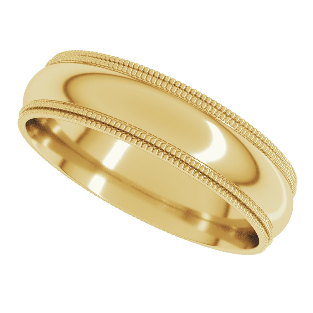 10K Yellow Gold 5 mm Double Milgrain Comfort-Fit Half Round Band Size 10