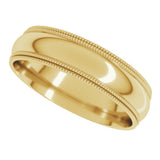 14K Yellow Gold 5 mm Double Milgrain Comfort-Fit Half Round Band Size 9