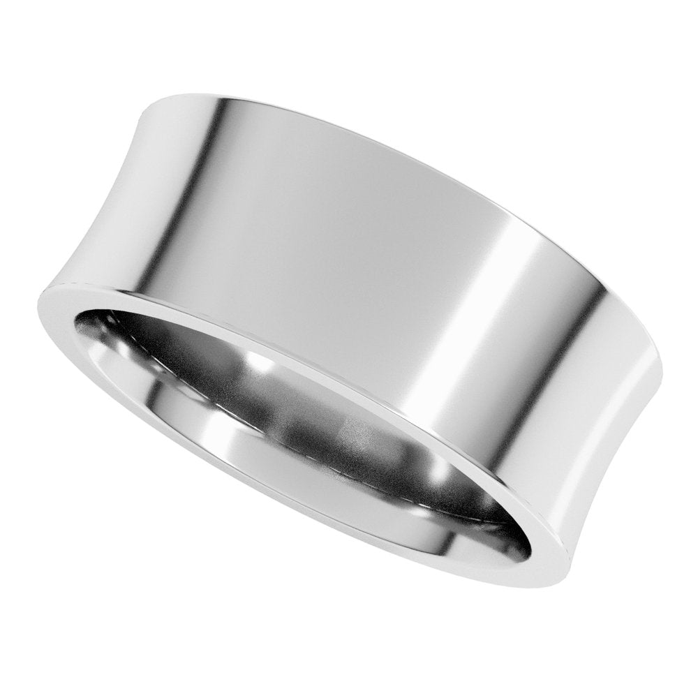 14K White Gold 8 mm Comfort-Fit Concave Band Size 6.5