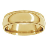 14K Yellow Gold 6 mm Double Milgrain Comfort-Fit Half Round Band Size 7