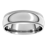 10K White Gold 6 mm Double Milgrain Comfort-Fit Half Round Band Size 10.5