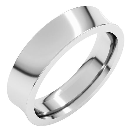 14K White Gold 5 mm Comfort-Fit Concave Band Size 8.5