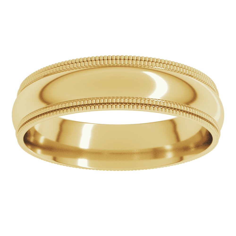 10K Yellow Gold 5 mm Double Milgrain Comfort-Fit Half Round Band Size 10