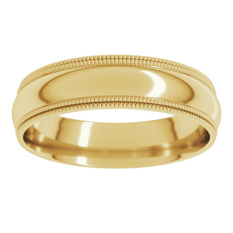 10K Yellow Gold 5 mm Double Milgrain Comfort-Fit Half Round Band Size 10