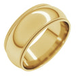 14K Yellow Gold 8 mm Double Milgrain Comfort-Fit Half Round Band Size 10