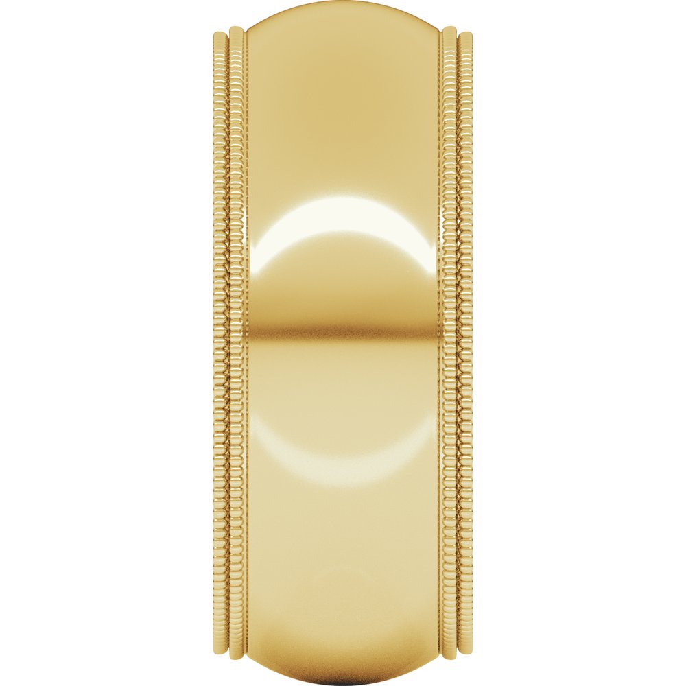14K Yellow Gold 8 mm Double Milgrain Comfort-Fit Half Round Band Size 10
