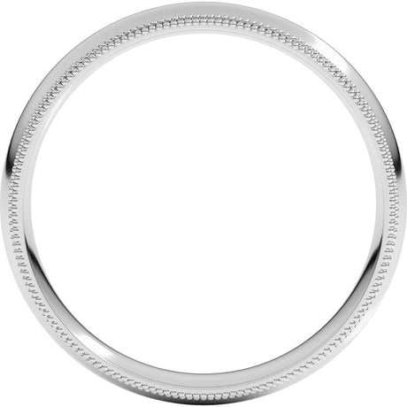 14K White 4 mm Double Milgrain Comfort-Fit Half Round Band