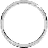 10K White Gold 6 mm Double Milgrain Comfort-Fit Half Round Band Size 10.5