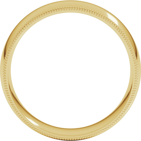 14K Yellow 7 mm Double Milgrain Comfort-Fit Half Round Band Size 10.5