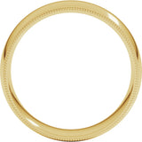 10K Yellow 7 mm Double Milgrain Comfort-Fit Half Round Band Size 8