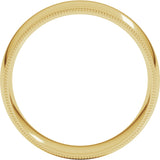 14K Yellow 7 mm Double Milgrain Comfort-Fit Half Round Band