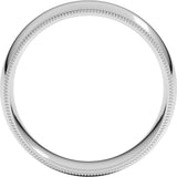 14K White Gold 7 mm Double Milgrain Comfort-Fit Half Round Band Size 9.5