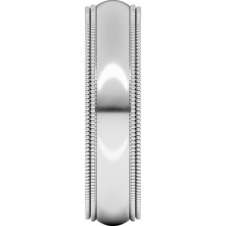 14K White Gold 5 mm Double Milgrain Comfort-Fit Half Round Band Size 11