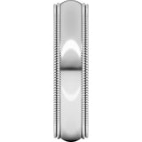 14K White Gold 5 mm Double Milgrain Comfort-Fit Half Round Band Size 7.5