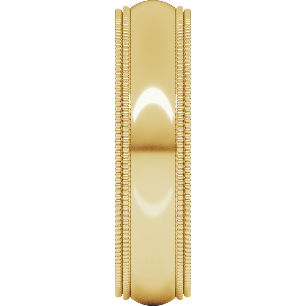 14K Yellow Gold 5 mm Double Milgrain Comfort-Fit Half Round Band Size 9