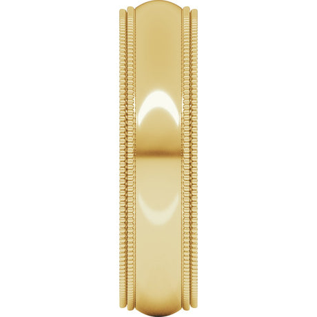 14K Yellow Gold 5 mm Double Milgrain Comfort-Fit Half Round Band Size 9