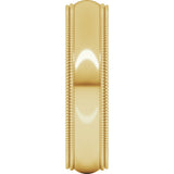 14K Yellow Gold 5 mm Double Milgrain Comfort-Fit Half Round Band Size 9