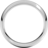 14K White Gold 8 mm Double Milgrain Comfort-Fit Half Round Band Size 9.5
