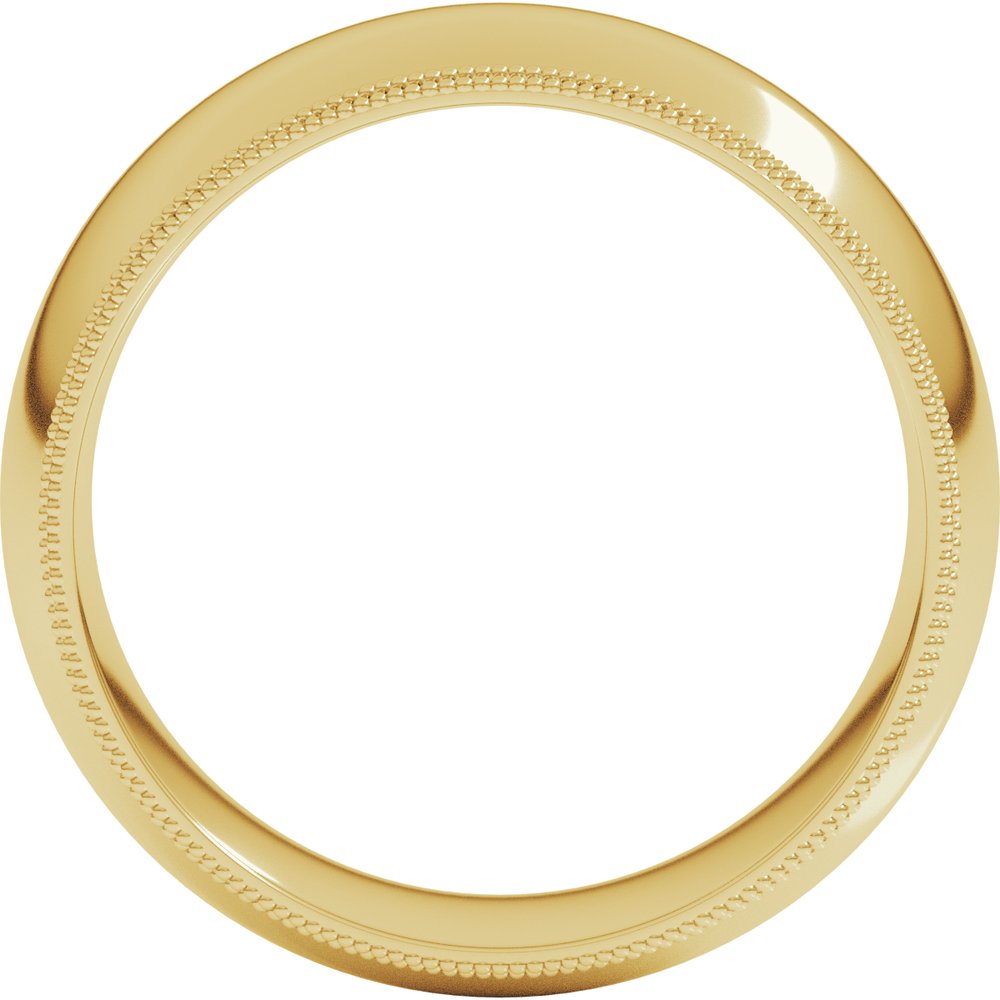 14K Yellow Gold 8 mm Double Milgrain Comfort-Fit Half Round Band Size 10