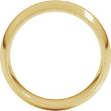 14K Yellow Gold 8 mm Double Milgrain Comfort-Fit Half Round Band Size 10