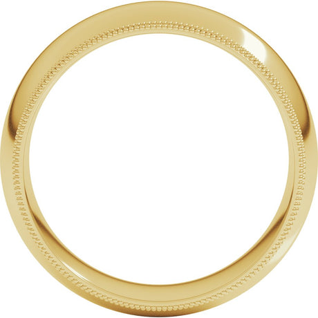14K Yellow Gold 8 mm Double Milgrain Comfort-Fit Half Round Band Size 10.5