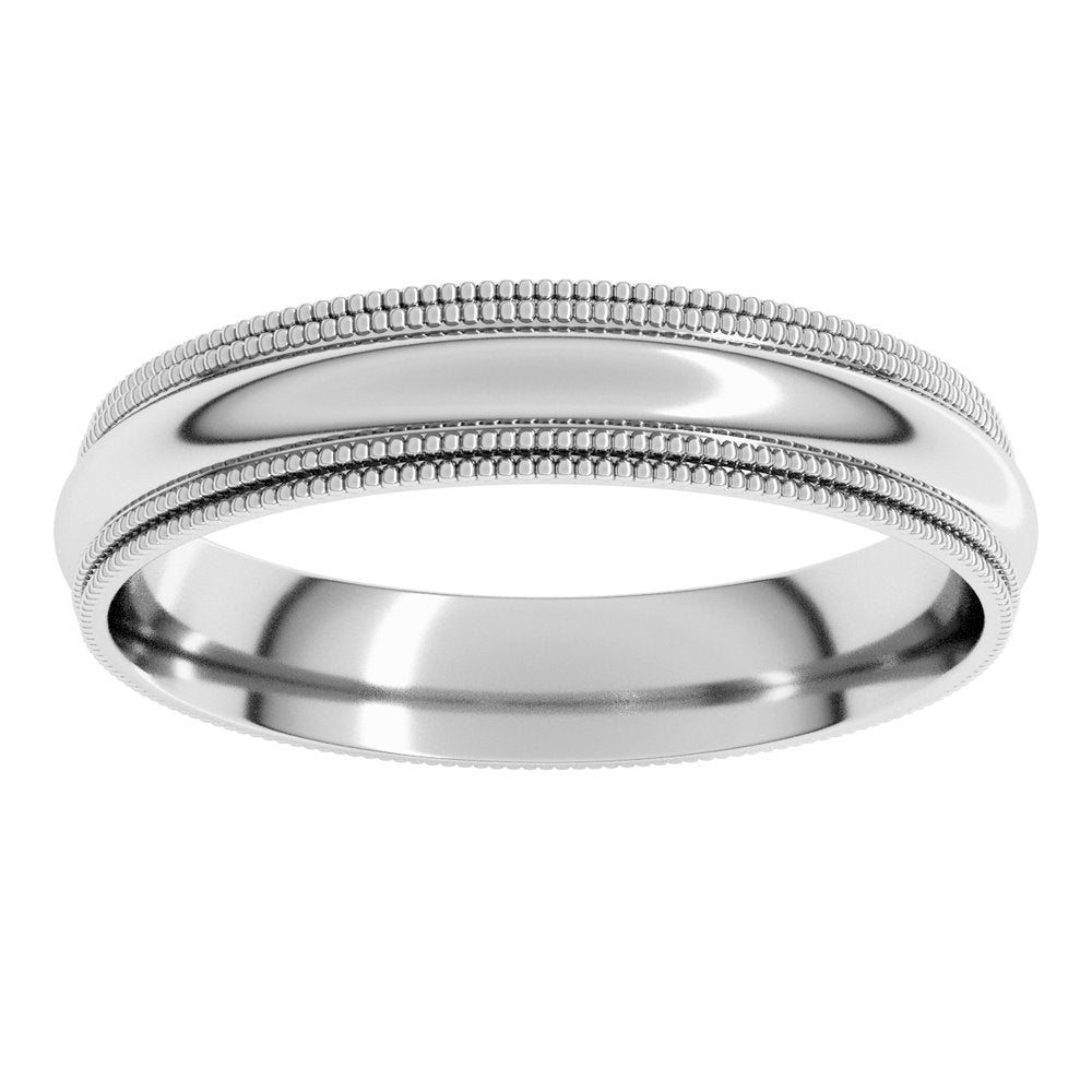 14K White 4 mm Double Milgrain Comfort-Fit Half Round Band