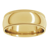 14K Yellow 7 mm Double Milgrain Comfort-Fit Half Round Band