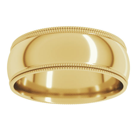 14K Yellow Gold 7 mm Double Milgrain Comfort-Fit Half Round Band Size 7