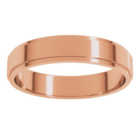 10K Rose Gold 4 mm Stepped-Edge Flat Band Size 9