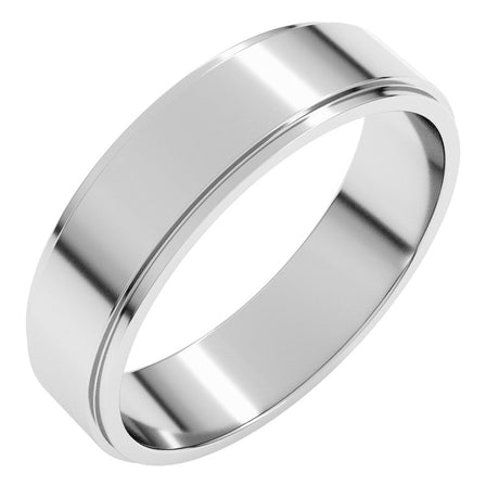 10K White Gold 5 mm Stepped-Edge Flat Band Size 8.5