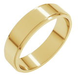 14K Yellow Gold 5 mm Stepped-Edge Flat Band Size 7.5
