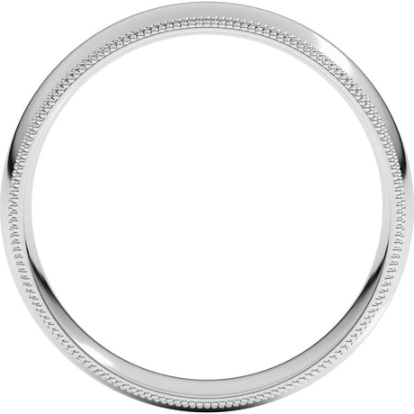 14K White Gold 5 mm Double Milgrain Comfort-Fit Half Round Band Size 11
