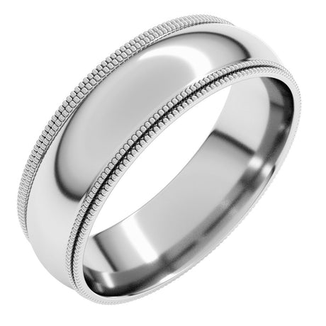 14K White 6 mm Double Milgrain Comfort-Fit Half Round Band Size 10
