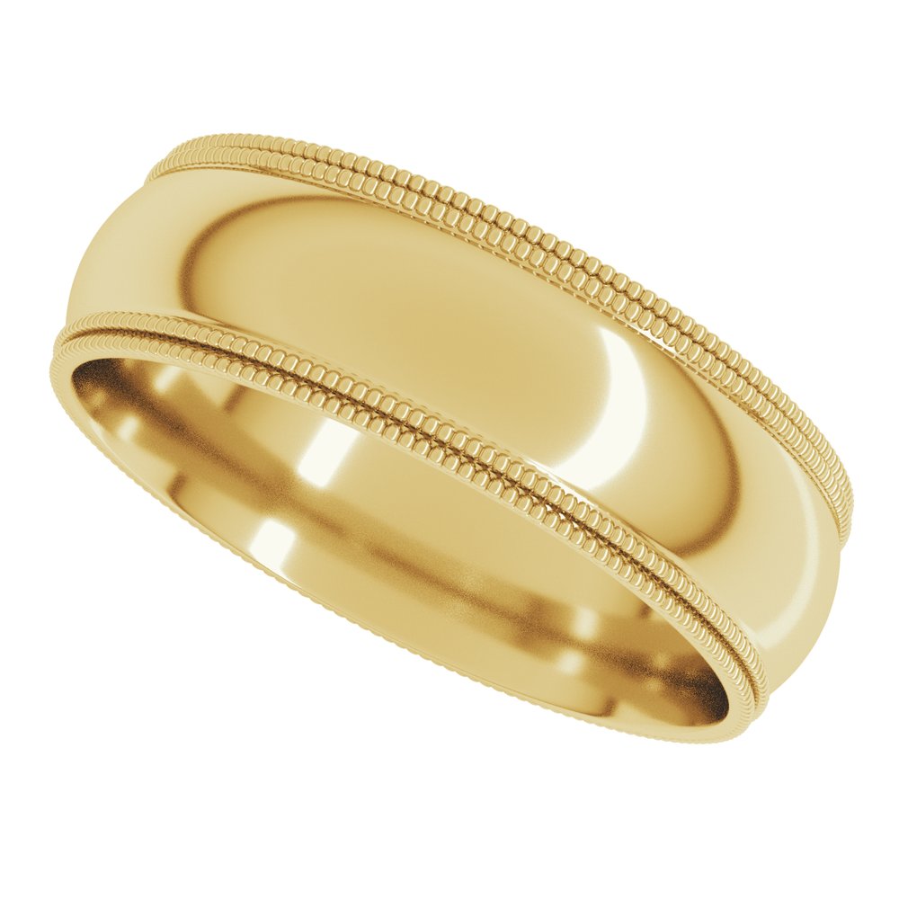 14K Yellow 6 mm Double Milgrain Comfort-Fit Half Round Band