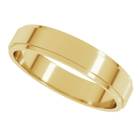 10K Yellow Gold 4 mm Stepped-Edge Flat Band Size 9