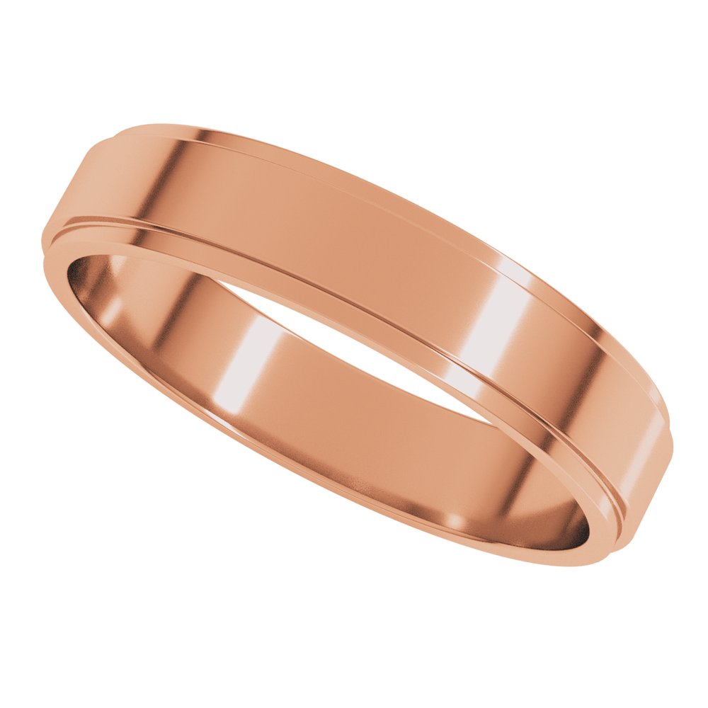 10K Rose Gold 4 mm Stepped-Edge Flat Band Size 9