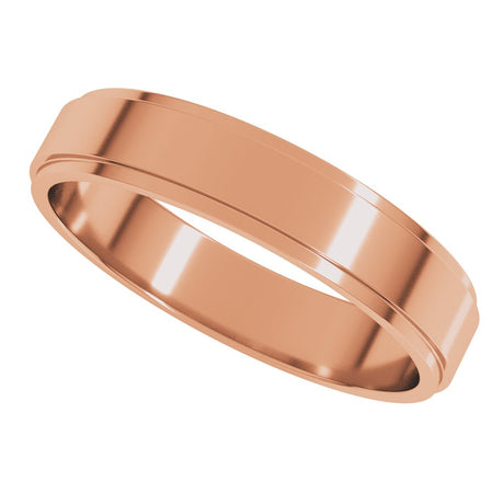 10K Rose Gold 4 mm Stepped-Edge Flat Band Size 9