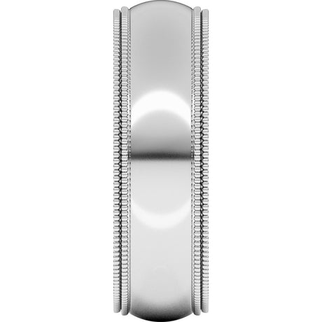 10K White Gold 6 mm Double Milgrain Comfort-Fit Half Round Band Size 10.5
