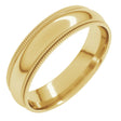 14K Yellow 5 mm Double Milgrain Comfort-Fit Half Round Band Size 9