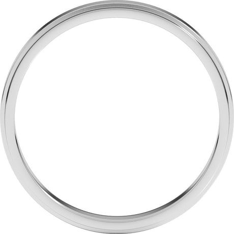 14K White 3 mm Flat Edge Band Size 10
