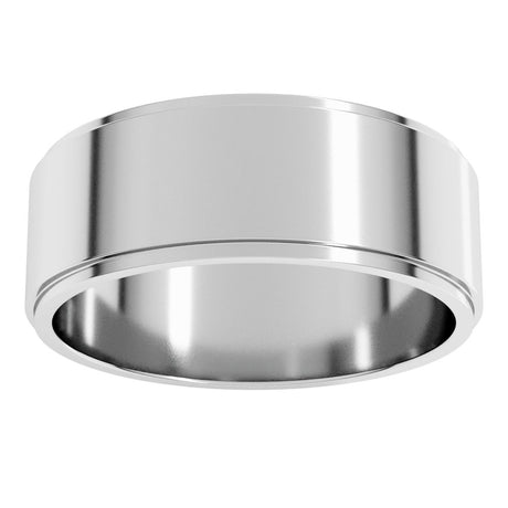 14K White 7 mm Stepped-Edge Flat Band Size 10