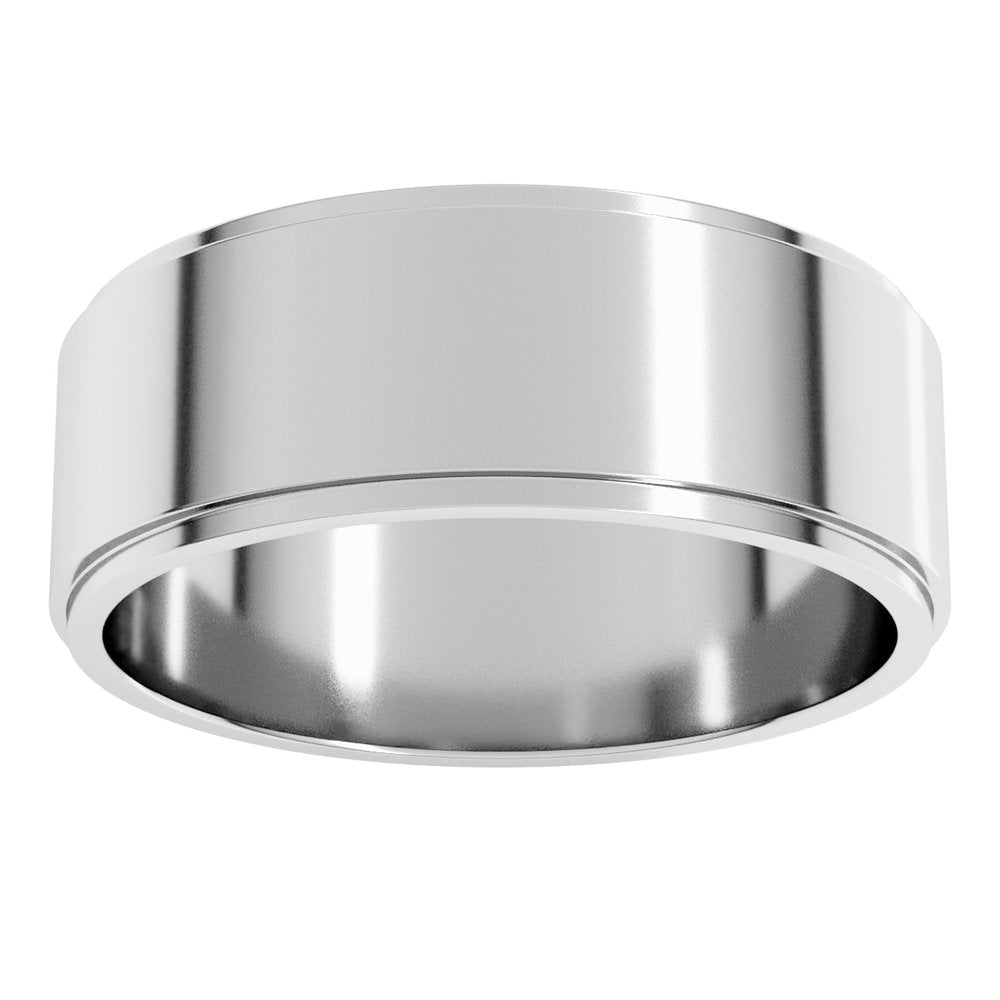 10K White Gold 7 mm Stepped-Edge Flat Band Size 11.5