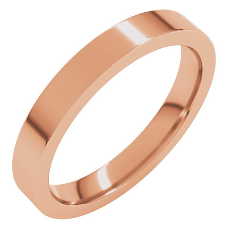 14K Rose 3 mm Flat Comfort Fit Band Size 6