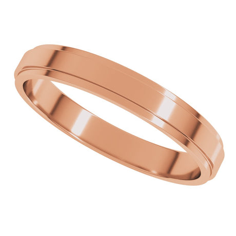 14K Rose Gold 3 mm Stepped-Edge Flat Band Size 4
